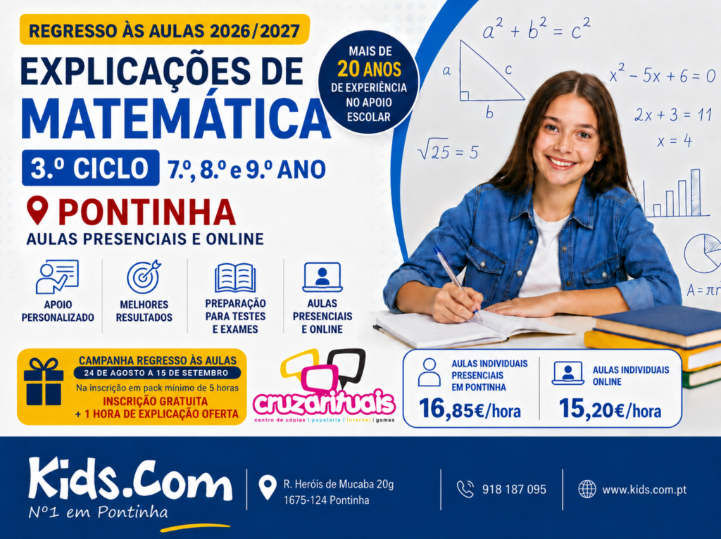 Explicações de Matemática na Pontinha – 3.º Ciclo | Regresso às Aulas 2026/2027